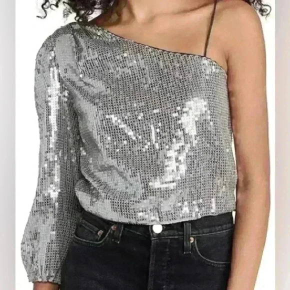 Alice + Olivia Tops - Alice & Olivia Lucinda asymmetrical sequined one shoulder top